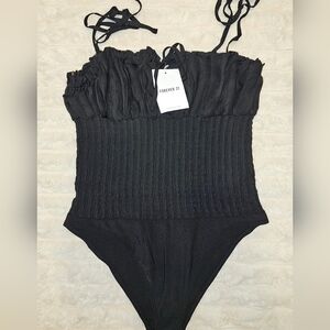 Forever 21 Black Ruffled Bodysuit